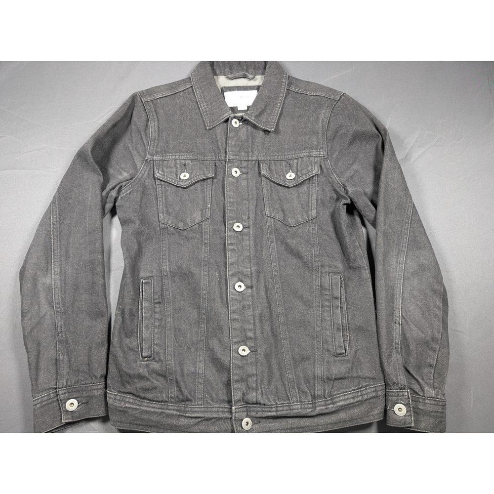 Pull&Bear Mens Washed Black Denim Trucker Jacket Size S 9713/557/800/S